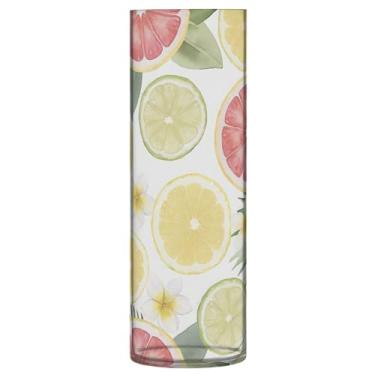 Imagem de JUZIHAI Vaso de fatias de toranja limão para flores 9,9 cm x 30 cm Cilindro de plástico moderno vaso de flores para centro de mesa de casamento decoração de casa