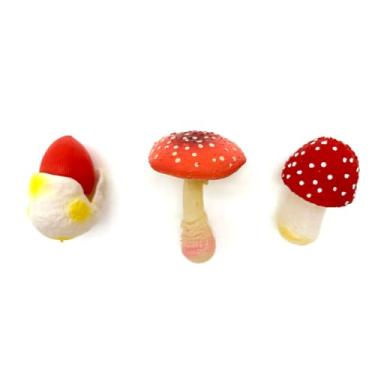 Imagem de 3 peças de estatuetas realistas de cogumelo gramado jardim bonito estátuas estatuetas artificiais realistas simulação de cogumelos para ornamentos de jardim, vasos de plantas, bonsai, paisagem, modelo