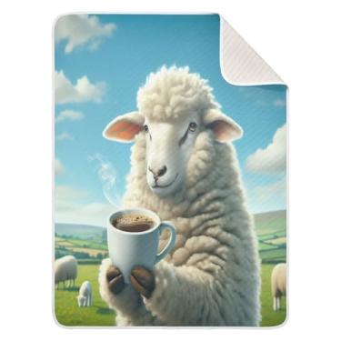 Imagem de Qilmy Manta engraçada para bebês de ovelhas 76 x 101 cm, cobertor infantil de algodão macio para meninos e meninas, cobertor leve e quente para bebês e bebês recém-nascidos
