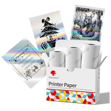 Imagem de Phomemo Papel térmico autoadesivo prateado, etiqueta de papel adesivo a laser brilhante compatível com Phomemo M02/M02 Pro/M02S/P2S/M03/M04S Mini impressora adesiva, 50 mm x 3,5 m, diâmetro 28 mm, 3