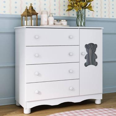 Imagem de Cômoda Infantil 95cm 1 Porta com Vidro e 4 Gavetas Ternura Multimóveis MP4479
