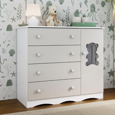 Imagem de Cômoda Infantil 95cm 1 Porta com Vidro e 4 Gavetas Doçura Multimóveis MP4494