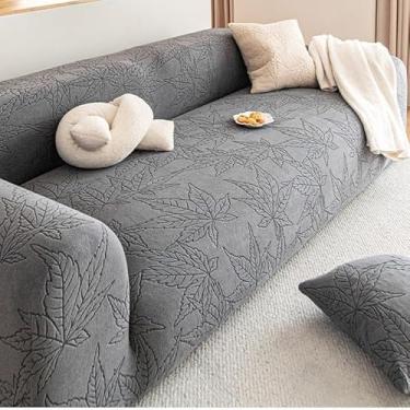 Imagem de Capa de sofá 1, 2, 3, 4 e 5 lugares, protetor móveis veludo grosso luxo, capa cor sólida, elástica para cadeira reclinável(Gray,2-seat 145-185cm)