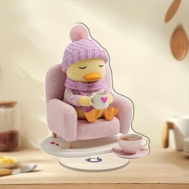 Imagem de Poltrona de chapéu rosa de pato com caneca de acrílico giratório para alívio de estresse, adequado para decoração de casa. Ideia de presente para Natal, aniversário, aniversário, dia dos namorados