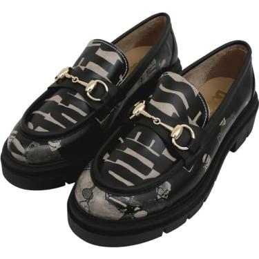 Imagem de DOGO Mocassins femininos Penny – Mocassins plataforma de couro vegano feitos à mão para mulheres, Supper preto e branco, 36
