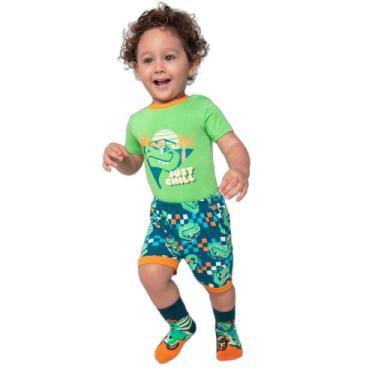 Imagem de Pijama Manga Curta Viscolycra Bebê Menino Dino Miami - Puket, 3 A 6M