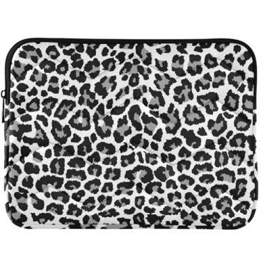 Imagem de Capa para notebook personalizada com estampa de leopardo preto e branco para MacBook Air de 13 polegadas, capa universal para laptop de 13 a 14 polegadas fofa