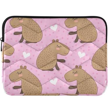 Imagem de Capa acolchoada para laptop Capybara de animais fofos para MacBook Pro, capa para notebook acolchoada de 14 polegadas universal de 13 a 14 polegadas