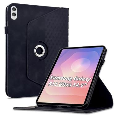 Imagem de Varohix Capa para Samsung Galaxy Tab S11 Ultra de 14,7 polegadas (SM-X936B/SM-X930), capa protetora de couro PU com rotação de 360 graus com hibernar/despertar automático, suporte para cartão e alça