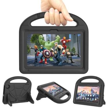 Imagem de Capa infantil para iPad de 7 polegadas 2024, capa leve à prova de choque à prova de crianças com suporte - preta