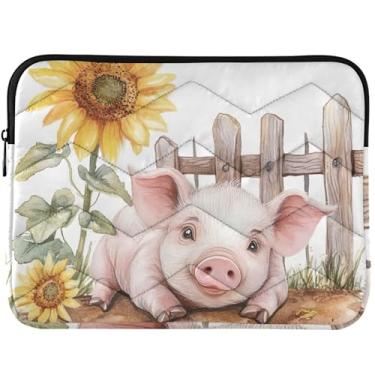 Imagem de Capa para notebook personalizada com girassol de porco fofo para MacBook Pro 14, universal, 13 a 14 polegadas, bolsas, capas e capas