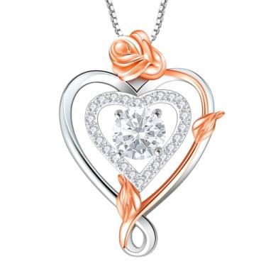 Imagem de RIVIKO Colar feminino com pingente de coração infinito com pingente de coração de prata esterlina 925, presente de aniversário de aniversário e dia das mães para mãe, esposa, namorada, namorada, Prata