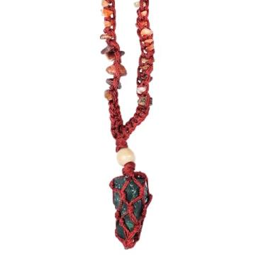 Imagem de Colar de cristal real feito à mão para homens, colar de pedra para mulheres, colar de cristal dos 7 chacras com corda trançada, colar de corda espiritual com pingente de cristal da Karma Pledge (Aventurina Verde)