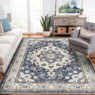 Imagem de Tapete quadrado para sala de estar 12 x 12 cm: tapetes resistentes a manchas para quarto sala de jantar sob o sofá oriental antiderrapante durável tapete de cozinha interior leve ultra fino