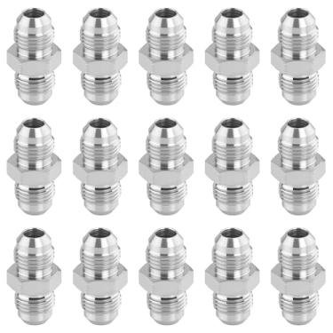 Imagem de Dazakoot Adaptador de mangueira hidráulica, 3/20.3 cm JIC macho - 3/20.3 cm JIC macho, JIC 37° Flare Straight Union Fitting, aço inoxidável - pacote com 15