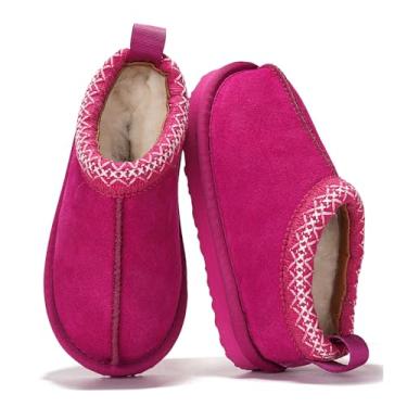 Imagem de Project Cloud Chinelos de couro genuíno e de xearling australiano para crianças – Pantufas felpudas e antiderrapantes de espuma viscoelástica para meninas e meninos, calçados infantis unissex (Dream