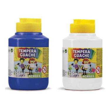 Imagem de Kit 2 TEMPERA GUACHE Acrilex - 250ml - AZUL e BRANCO - 02025559 / 0202