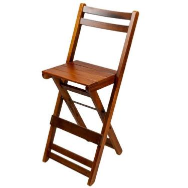 Imagem de Banqueta Alta Dobrável Madeira Maciça Bar Bistrô Restaurante - Só Mesa