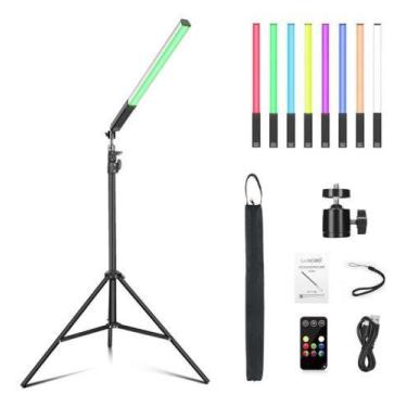 Imagem de Bastão Luz Led Q508a Rgb Bicolor + Tripe 2metros + Ball Head Cor Da Es