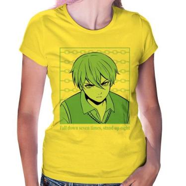 Imagem de Baby Look Fall Down Seven Times, Stand Up Eight - Foca na Moda, Amarel