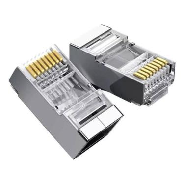 Imagem de 2X Conector Blindado Cat6 Rj45 Pacote Com 10 Unidades