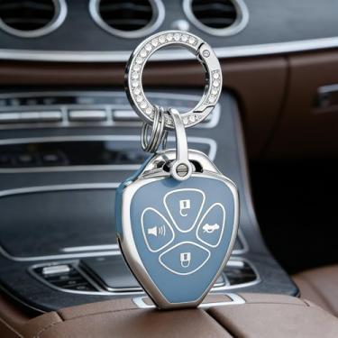 Imagem de Capa para chaveiro, controle remoto sem chave, capa inteligente com chaveiro compatível com Toyota Camry Avalon Matrix Corolla Land Cruiser, acessórios para chaves de carro