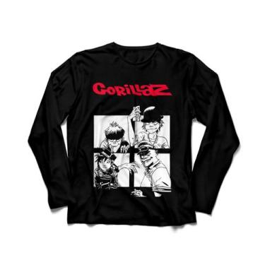Imagem de Camiseta Manga Longa Masculina Gorillaz Humanz - Ultrav Store, Preto, 