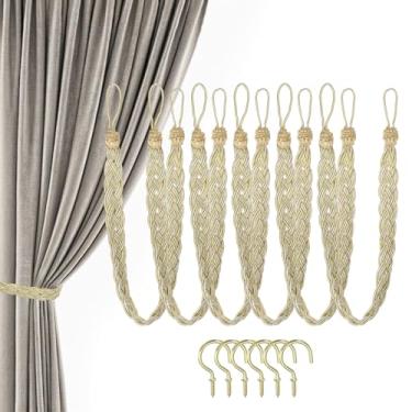 Imagem de PATIKIL Laços de cortina de 58,4 cm, pacote com 6, amarradores trançados feitos à mão, adorável e versátil corda com gancho para cortinas, cortinas de parede, janela de parede, camelo