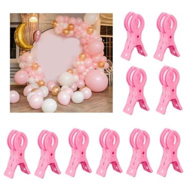 Imagem de Pacote com 10 clipes grandes de arco de balão plástico rosa grampos de mola clipe resistente de 8,5 cm para kit de arco de balão, decoração de aniversário, artesanato, marcenaria, estúdios de