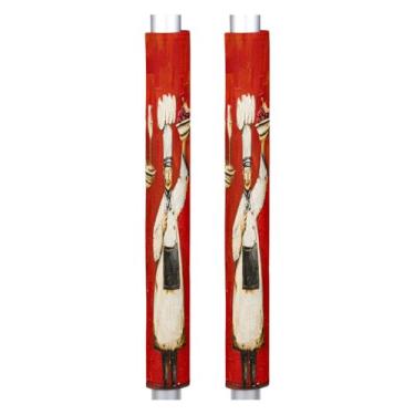 Imagem de Cemfyzoch Conjunto de 2 capas de maçanetas de porta de geladeira, pintura a óleo, vermelho, laváveis, para maçanetas de geladeira, eletrodomésticos, lava-louças, protetor de micro-ondas, manter