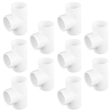 Imagem de 10 peças 1/2 polegada Tee conector de 3 vias de encaixe de PVC, adaptador de encaixe de tubo em T resistente, conectores de soquetes deslizantes, sistema de irrigação por gotejamento, soquete x