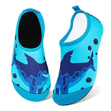 Imagem de Meias aquáticas infantis para meninos e meninas com secagem rápida antiderrapante para nadar na praia, Blue Shark, 8-8.5 Toddler