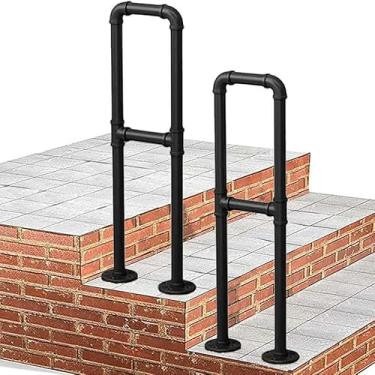 Imagem de DKXCOSQ Corrimão de ferro forjado de transição moderno em forma de U para 1 degrau de escada interna/externa, suporte adequado para idosos