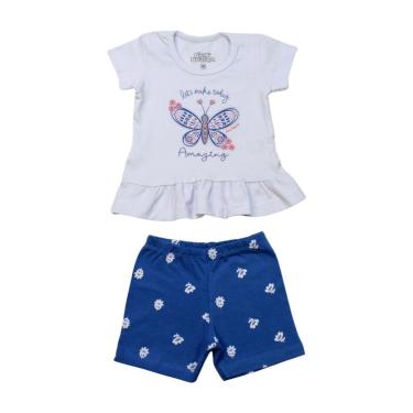 Imagem de Conjunto Infantil Blusa Estampa Borboleta e Bermuda 10081 - Bicho Bagunça-Feminino