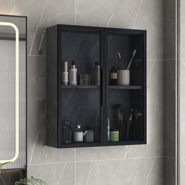 Imagem de Armário de banheiro montado na parede, armazenamento sobre o vaso sanitário, organizador cinza para dormitórios, cozinhas e lavanderias, armário suspenso que economiza espaço (60 x 14 x 60 cm)