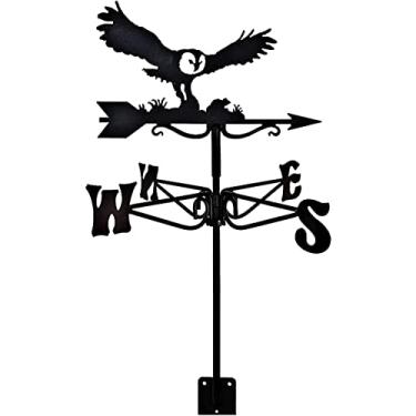 Imagem de Palheta meteorológica de metal animal vintage preto cata-vento indicador de direção do vento para jardim ao ar livre paddock decoração cata-coruja