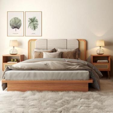 Imagem de Kit Quarto com Cama + Cabeceira + 2 Mesas de Cabeceira MDF - Dalla Cos