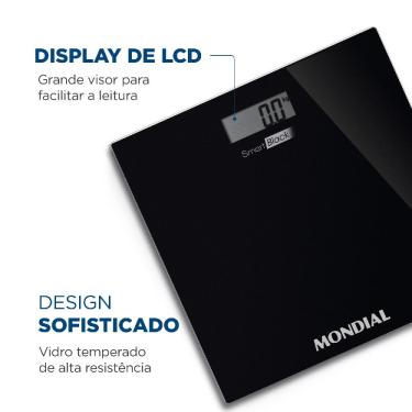 Imagem de Balança Digital de Banheiro Mondial Smart Black 150kg Vidro Preta