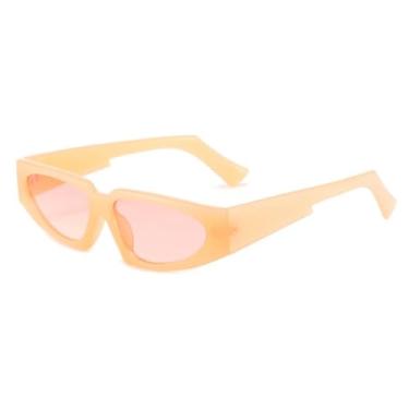 Imagem de HPIRME Óculos retrô retangulares unissex com armação moderna e proteção UV400 (laranja e rosa)