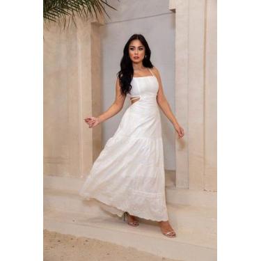 Imagem de Vestido Laise Feminina Costas Abertas - Lefalu, G, Branco