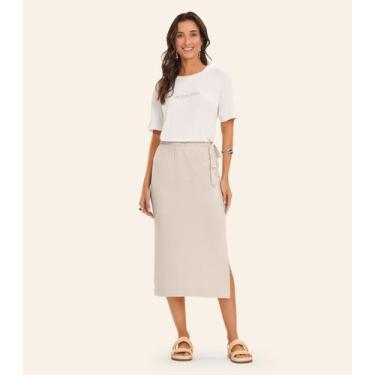 Imagem de Saia Super Midi Visco Maquinetada Rovitex Bege, M, Bege