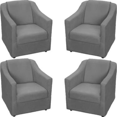 Imagem de Kit 4 Poltronas Decorativa Para Sala Recepção Manicure Barbearia Escri