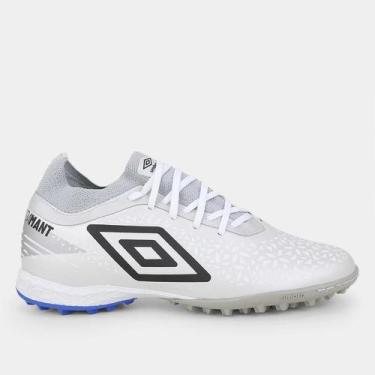 Imagem de Chuteira Society Umbro Adamant Premier, Branco, Prata, 35, Unissex