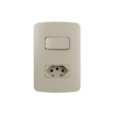 Imagem de Interruptor Simples 10a E Tomada 2p+t 10a Margirius B3 Colors Com Placa 4x2 Pérola Pérola