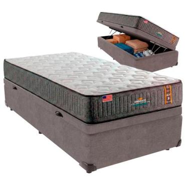 Imagem de Cama Box Baú Solteirão e Colchão Embrace Molas Ensacadas King Coil Cin