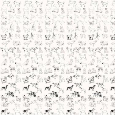 Imagem de Papel De Parede Cachorros Desenho Preto Adesivo Decorativo