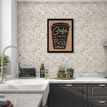 Imagem de Quadro Decorativo Café Sempre Boa Ideia Fundo Marrom 34x23cm