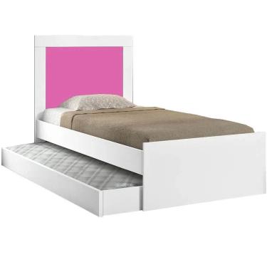 Imagem de Cama Luara Solteiro com Cama Auxiliar Cambel Cor Branco/rosa