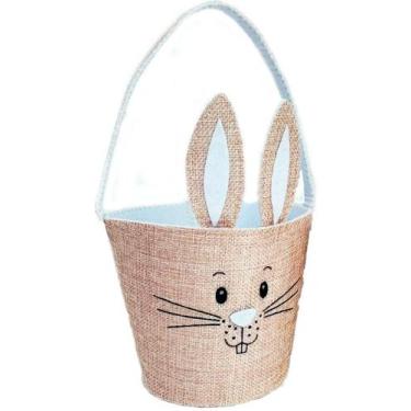 Imagem de Cesta De Pascoa Coelhinho Orelhas Em Tecido Decoração Enfeit - Wincy P