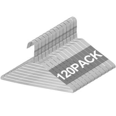 Imagem de Cabides de arame Yuntau 120 unidades de lavanderia a seco, porta-roupa